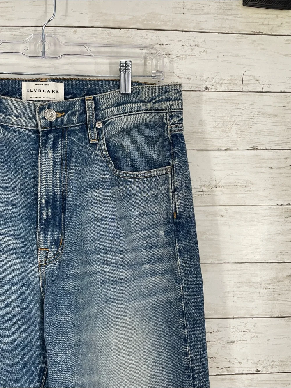 SLVRLAKE Grace Wide Leg Jeans in Last Goodbye Size 31 Raw Hem Denim